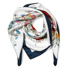 Bouquet of Flowers Silk Scarf in Midnight Blue
