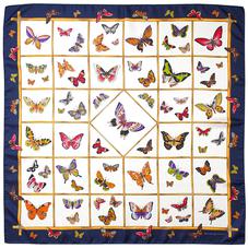 Multi Coloured Butterflies Silk Scarf in Midnight Blue