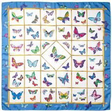 Multi Coloured Butterflies Silk Scarf in Forget Me Not