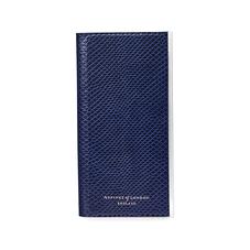 iPhone 6 Leather Book Case in Midnight Blue Lizard & Stone Suede