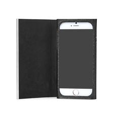 iPhone 6 Leather Book Case in Black Saffiano & Black Suede