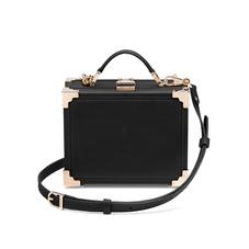 Mini Trunk Clutch in Smooth Black with Gold Hardware