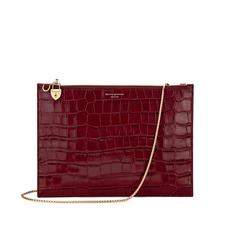 Soho Double Sided Clutch in Deep Shine Bordeaux Croc