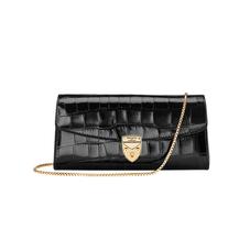 Mini Eaton Clutch in Deep Shine Black Croc