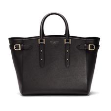 Large Marylebone Tech Tote in Black Pebble with Gold Hardware