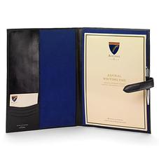 A4 Padfolio in Smooth Black & Cobalt Suede