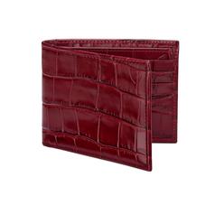 Billfold Wallet in Deep Shine Bordeaux Croc & Navy Suede