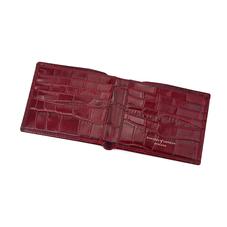 Billfold Wallet in Deep Shine Bordeaux Croc & Navy Suede