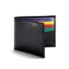 Exotic Billfold Wallet in Black with Rainbow Snake