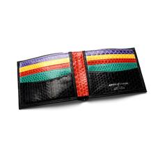Exotic Billfold Wallet in Black with Rainbow Snake