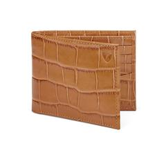 Billfold Wallet in Deep Shine Vintage Tan Croc & Cappuccino Suede
