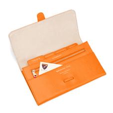Classic Travel Wallet in Orange Lizard & Cream Suede