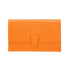 Classic Travel Wallet in Orange Lizard & Cream Suede