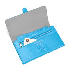 Classic Travel Wallet in Aquamarine Lizard & Silver Suede