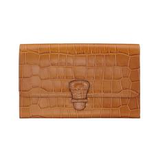 Classic Travel Wallet in Deep Shine Vintage Tan Croc & Cappuccino Suede