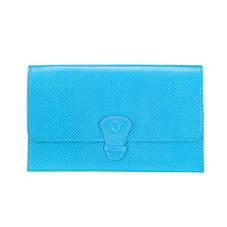 Classic Travel Wallet in Aquamarine Lizard & Silver Suede