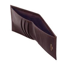 Double Fold Credit Card Case with Notes Pocket in Chocolate Brown Saffiano