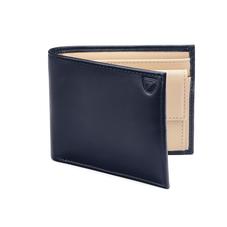 Billfold Coin Wallet in Smooth Navy & Cream Suede
