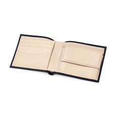 Billfold Coin Wallet in Smooth Navy & Cream Suede