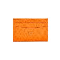Slim Credit Card Case in Orange Lizard & Cream Suede