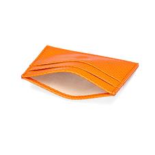 Slim Credit Card Case in Orange Lizard & Cream Suede