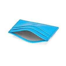 Slim Credit Card Case in Aquamarine Lizard & Silver Suede