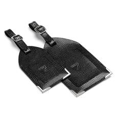 Set of 2 Luggage Tags in Jet Black Lizard