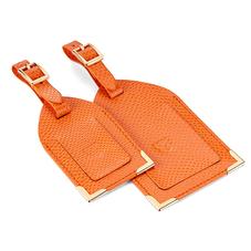 Set of 2 Luggage Tags in Orange Lizard