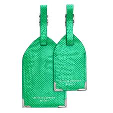 Set of 2 Luggage Tags in Grass Green Lizard