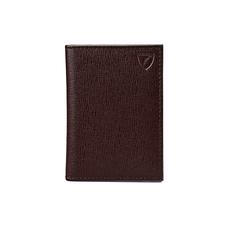 Double Fold Credit Card Case in Chocolate Brown Saffiano