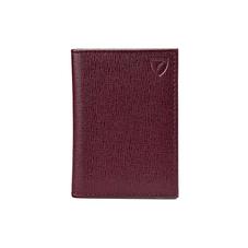Double Fold Credit Card Case in Burgundy Saffiano