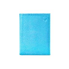 Double Fold Credit Card Case in Aquamarine Lizard