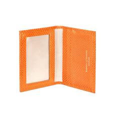 ID & Travel Card Case in Orange Lizard & Cream Suede