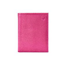 ID & Travel Card Case in Raspberry Lizard & Pale Blue Suede