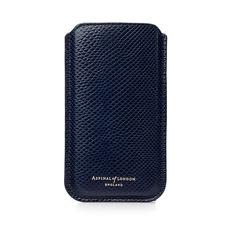 iPhone 6 / 7 Leather Sleeve in Midnight Blue Lizard & Cream Suede
