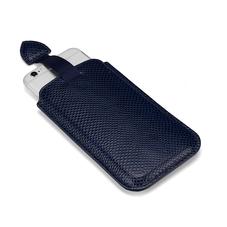 iPhone 6 / 7 Leather Sleeve in Midnight Blue Lizard & Cream Suede