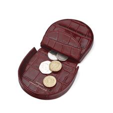 Horseshoe Coin Holder in Deep Shine Bordeaux Croc