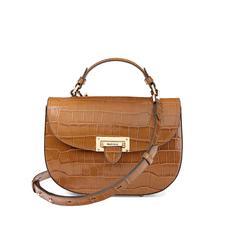 Letterbox Saddle Bag in Deep Shine Vintage Tan Croc