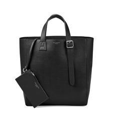 The 'A' Tote in Black Saffiano & Black Suede