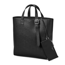 The 'A' Tote in Black Saffiano & Black Suede