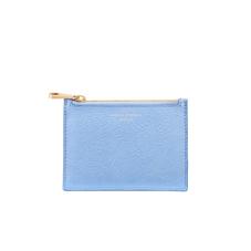 Small Essential Flat Pouch in Misty Blue Embossed Flower & Smooth Misty Blue