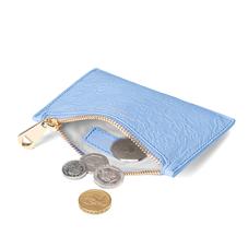 Small Essential Flat Pouch in Misty Blue Embossed Flower & Smooth Misty Blue