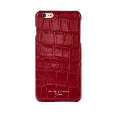 iPhone 6 Leather Cover in Deep Shine Red Croc with Cream Suede