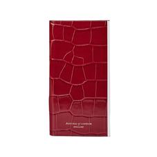iPhone 7/8 Leather Book Case in Deep Shine Red Croc with Cream Suede