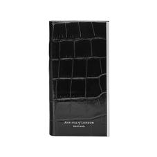 iPhone 7/8 Leather Book Case in Deep Shine Black Croc & Black Suede