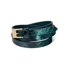 Mayfair Skinny Double Wrap Leather Bracelet in Peacock Snake