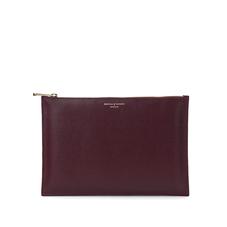 Large Essential Flat Pouch in Burgundy Saffiano