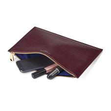 Large Essential Flat Pouch in Burgundy Saffiano