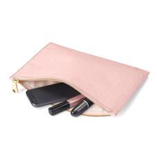 Large Essential Flat Pouch in Peach Embossed Flower & Smooth Peach