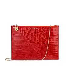 Soho Double Sided Clutch in Deep Shine Red Croc